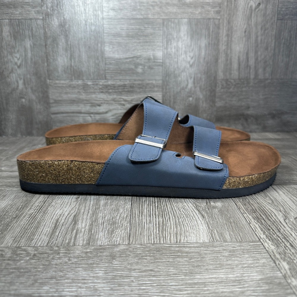 Cliffs by White Mountain Sandals Mens 12 Blue Double Strap Casual Slide NEW